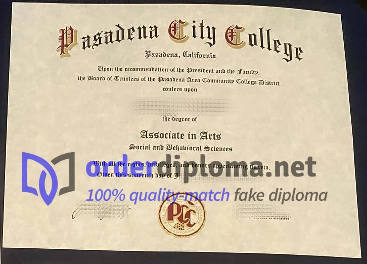 Pasadena City College diploma