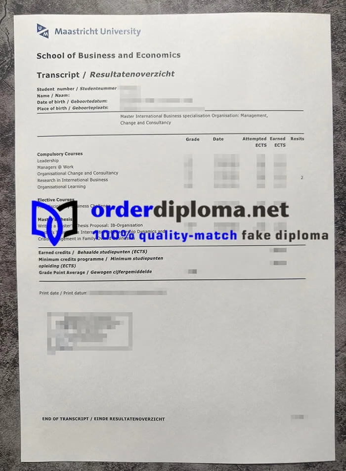 purchase realistic Maastricht University Transcript