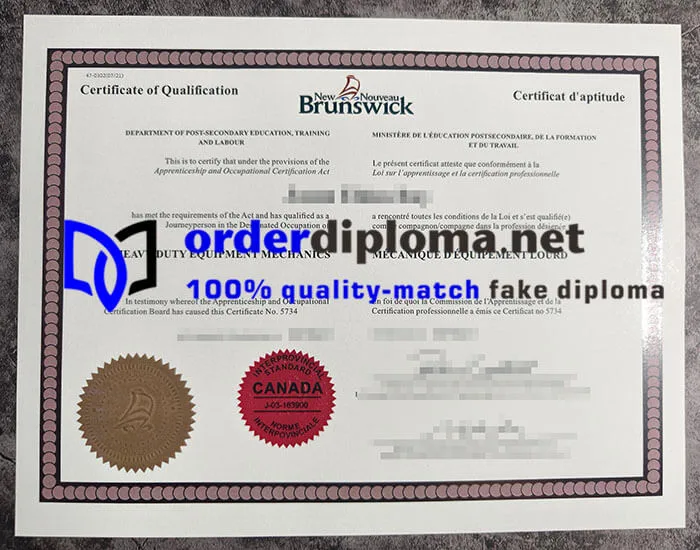 purchase realistic New Brunswick Certificate of Qualification